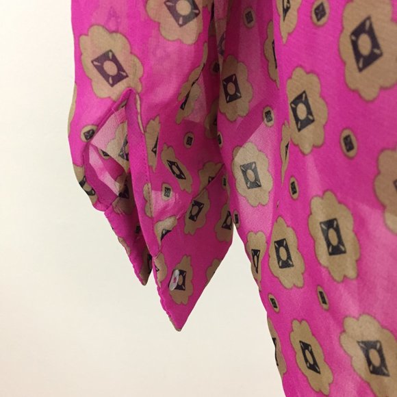 DANIEL RAINN Dark Pink Black Olive Print Tie Collar Cami Tank + Shirt - Picture 10 of 10